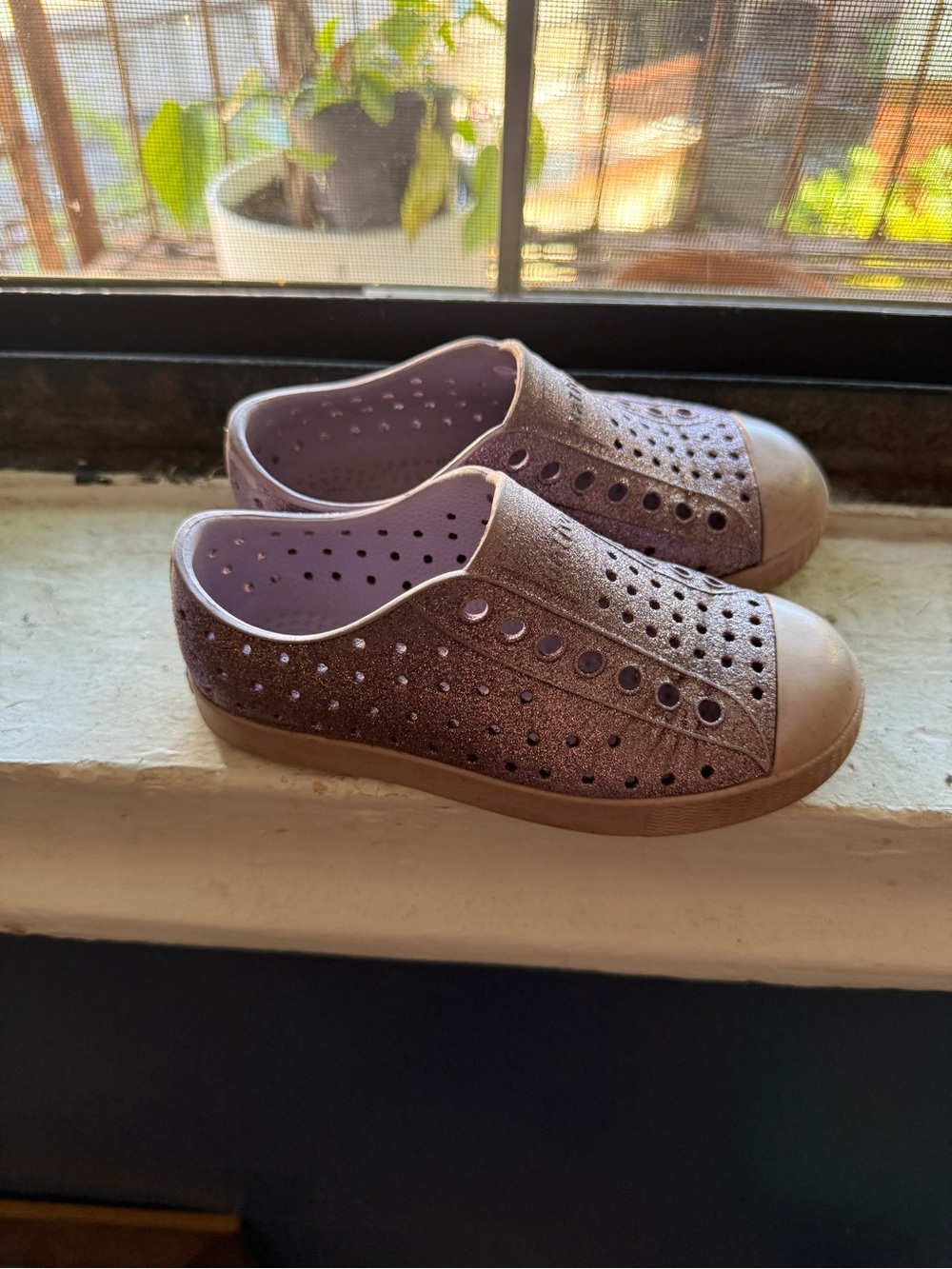 Kids Native Slip-On Sneakers in Lavender Glitter